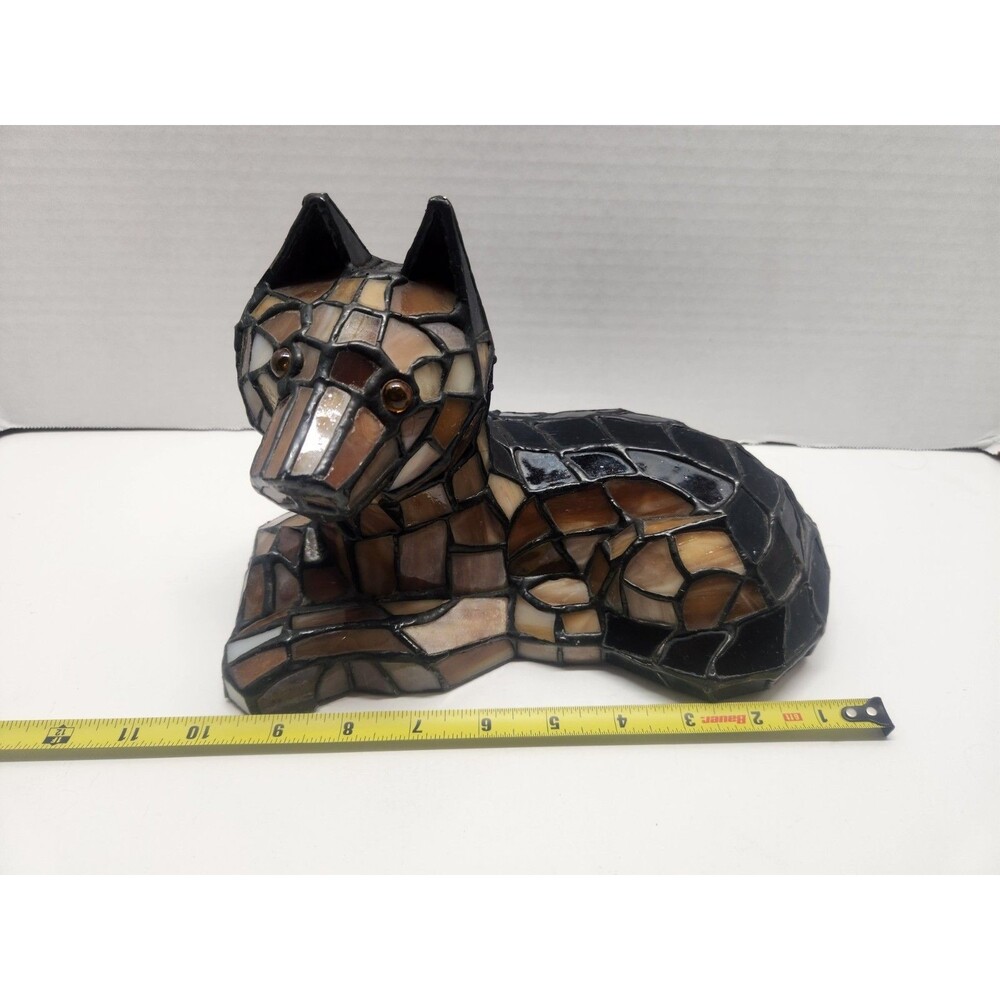 Vintage Meyda 7” Mini Tiffany Shepard Dog  Lamp Decor German Shepherd #17562 - Picture 6 of 12